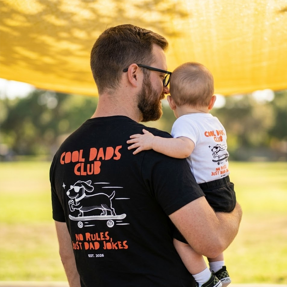 Cool Dads Club Dog Skateboard Dad&Me Matching Shirts-Back Design