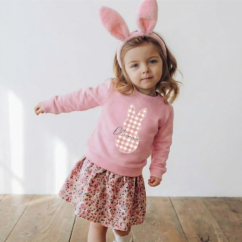 Personalised Easter Petit Gingham Bunny Kid's Sweatshirt