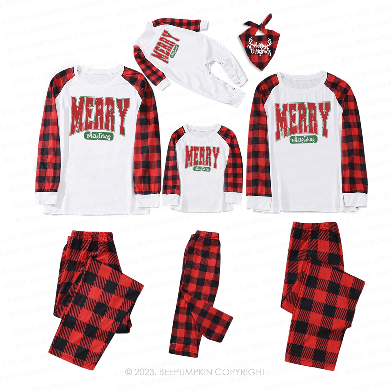Merry Christmas Classic Family Matching Pajamas Beepumpkin