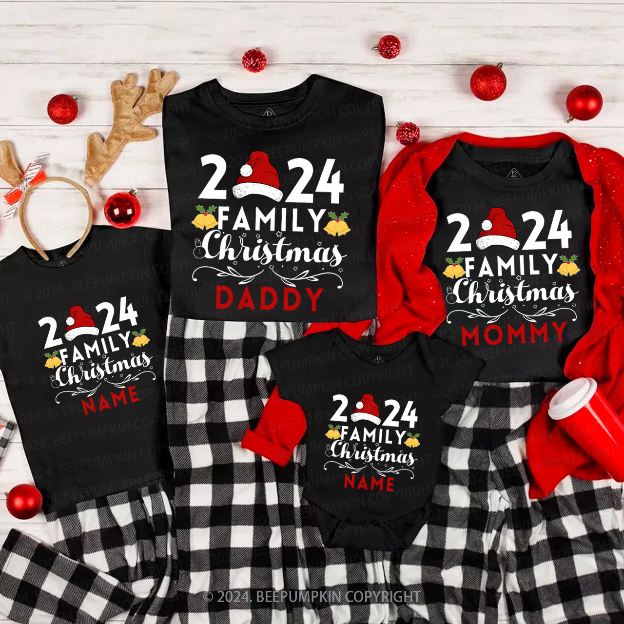 Personalized 2024 Family Christmas Name Matching Shirts Beepumpkin