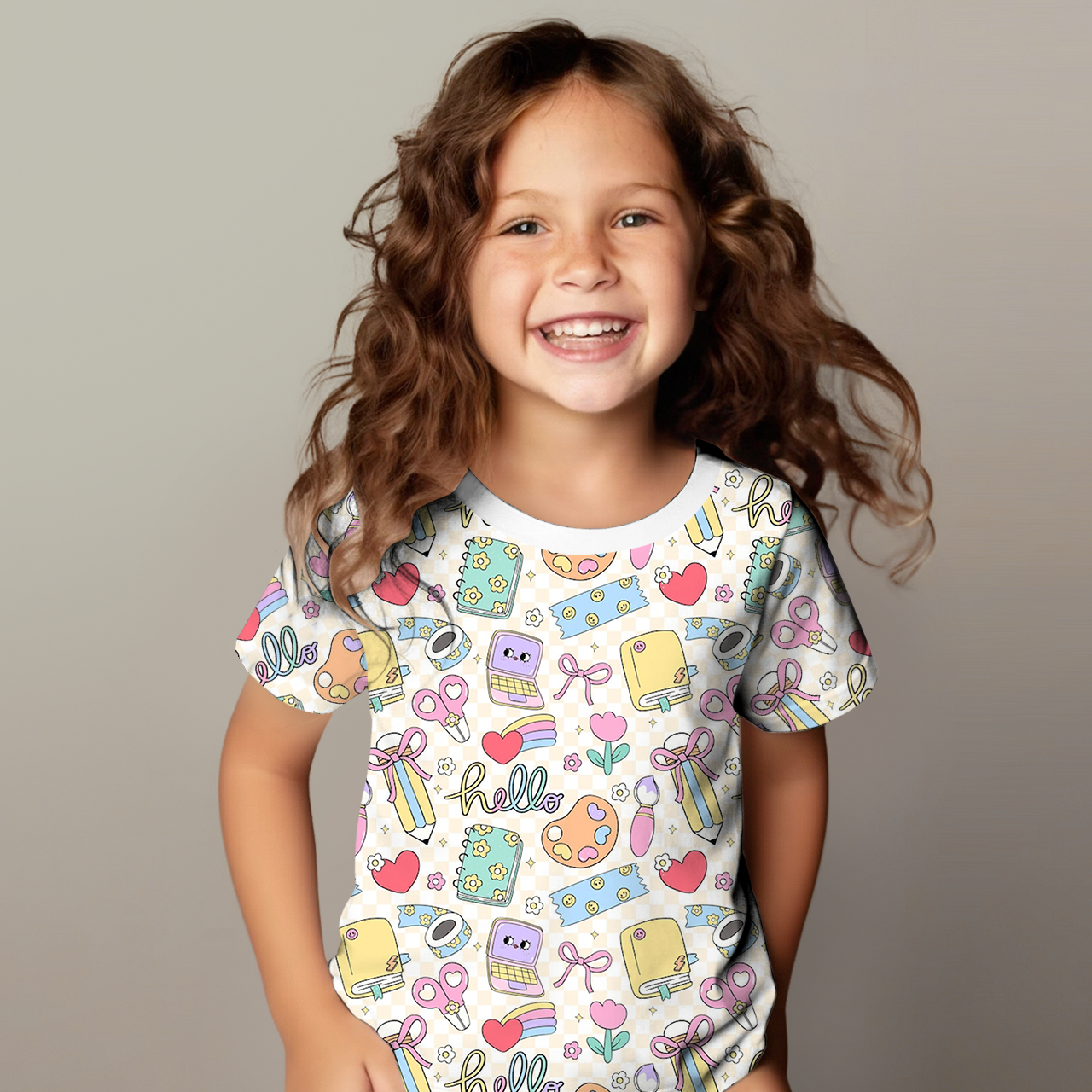 Hello, School All Over Print Kids Tees