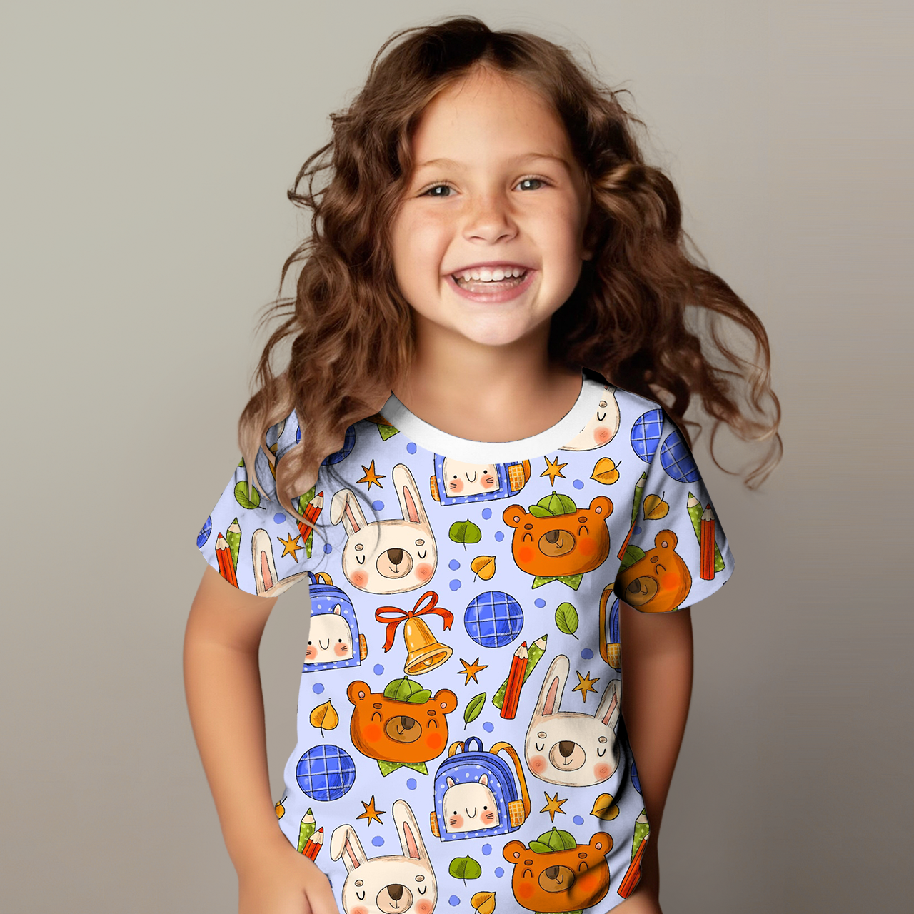 Little Bear And Rabbit Classmates All Over Print Kids Tees
