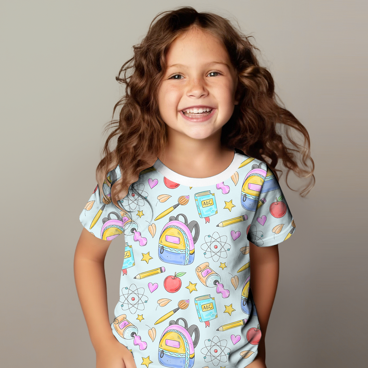Watercolor Pen School Bag All Over Print Kids Tees