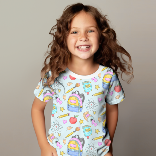 Watercolor Pen School Bag All Over Print Kids Tees