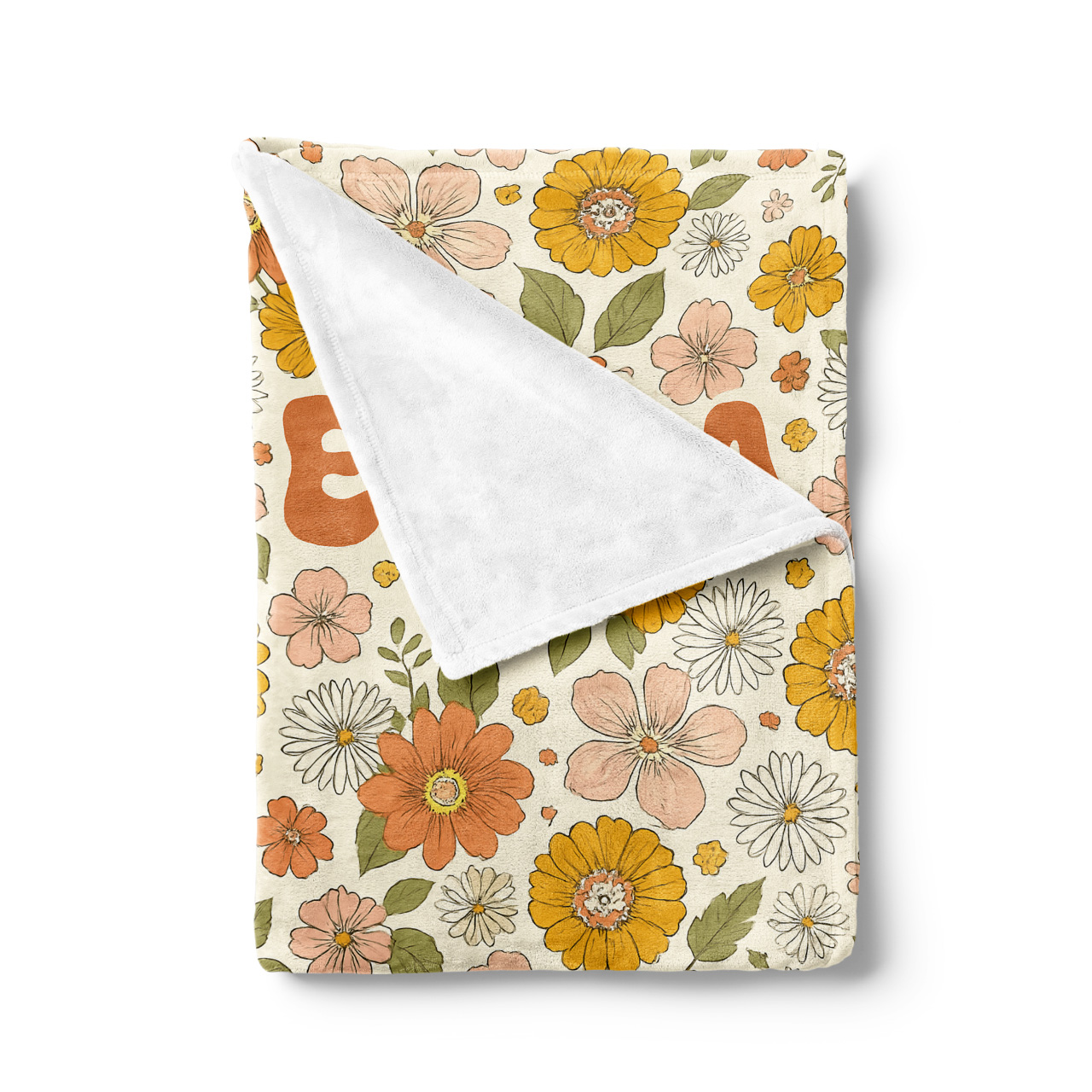 Personalized Flower Retro Fleece Blanket