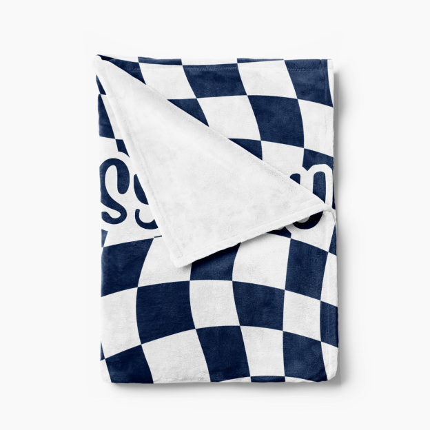 Personalized Cool Checker Swirl Name Fleece Blanket