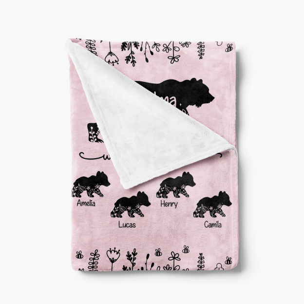 Personalized Grandma Bear Hugs Fleece Blanket