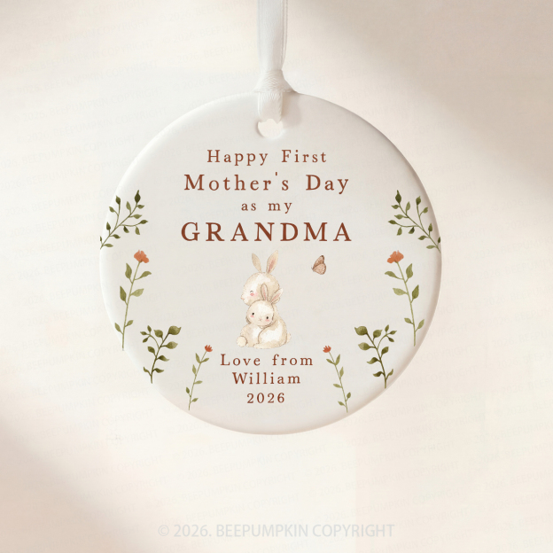 Personalized First Mother's Day Rabbit Ornament Beepumpkin