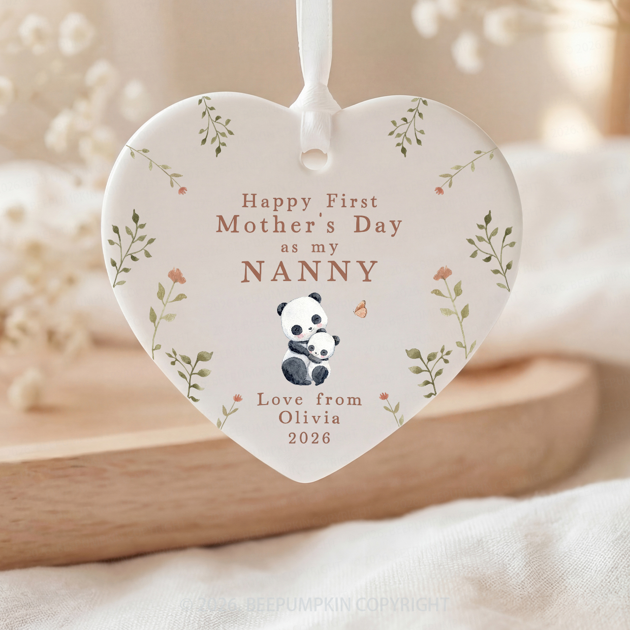 Personalized First Mother's Day Panda Ornament Beepumpkin