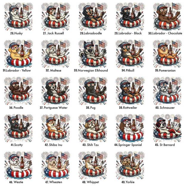Personalized 4th of July Dog Breeds America 250 T-Shirts