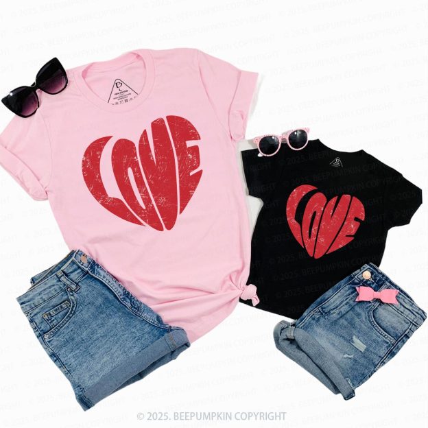 Retro Love Heart Valentine's Day Family Shirt