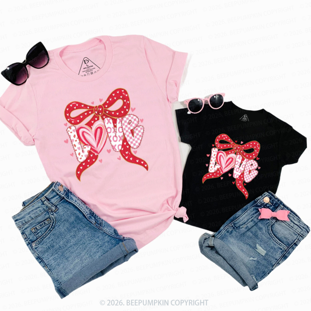 Coquette Bow Love Valentine's Day Mom&Me Matching Tees