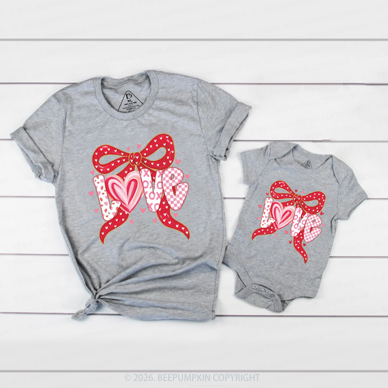 Coquette Bow Love Valentine's Day Mom&Me Matching Tees