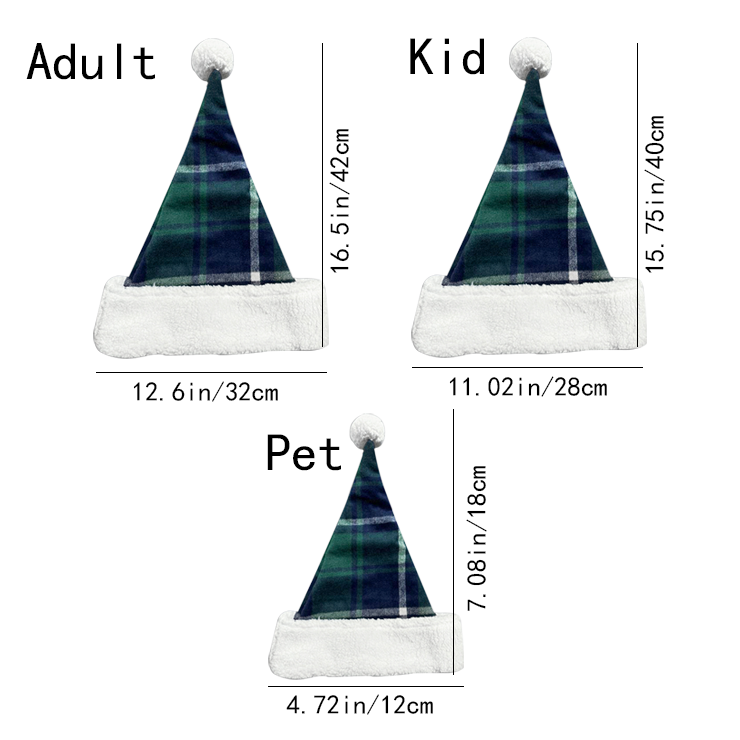 Personalized Three-color plaid Santa Hat Beepumpkin