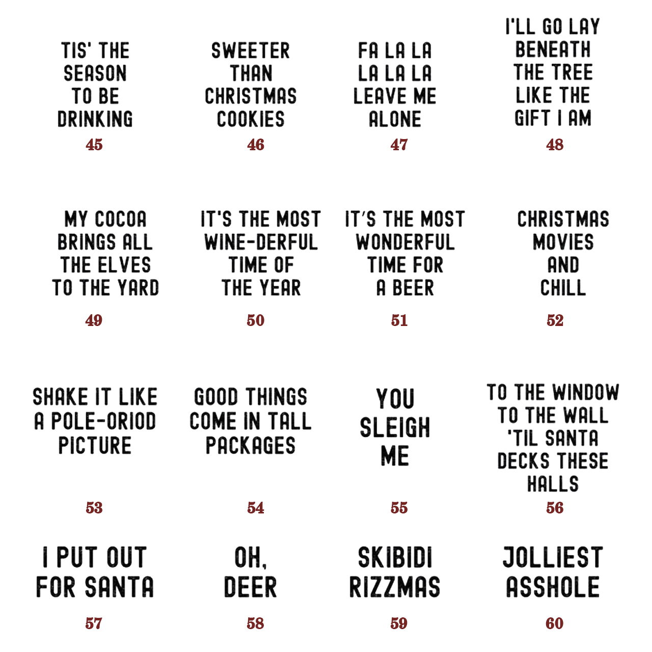 Personalized Funny 60 Quotes Christmas Party Family Matching T-Shirts Beepumpkin