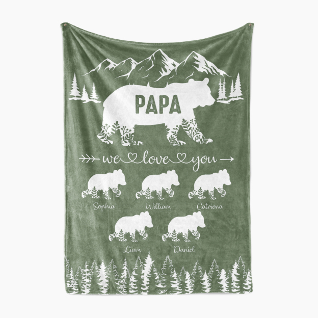 Personalized Bear Blanket For Father's Day Gift