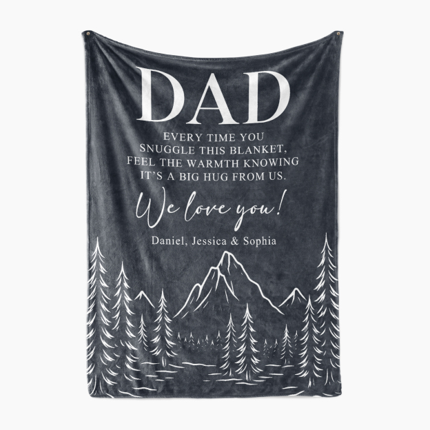 Personalized Blanket To Dad, With Love-Mountain Edition