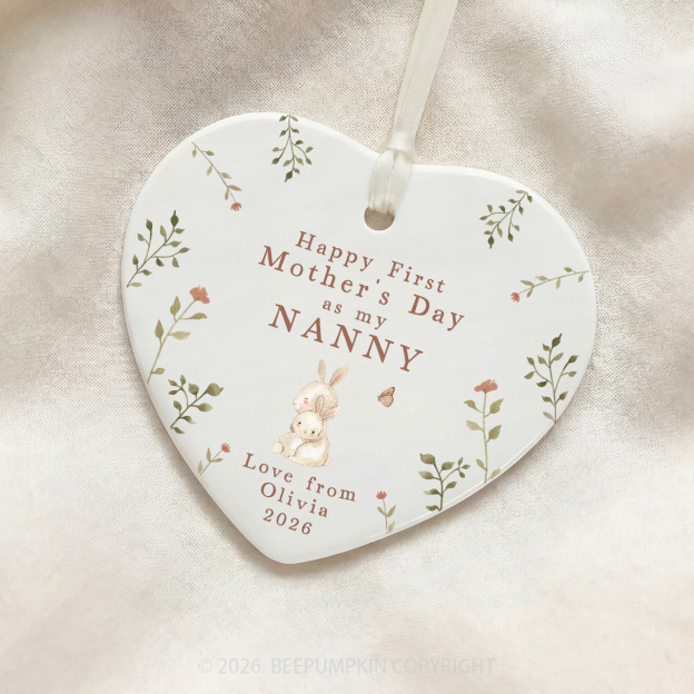 Personalized First Mother's Day Rabbit Ornament Beepumpkin