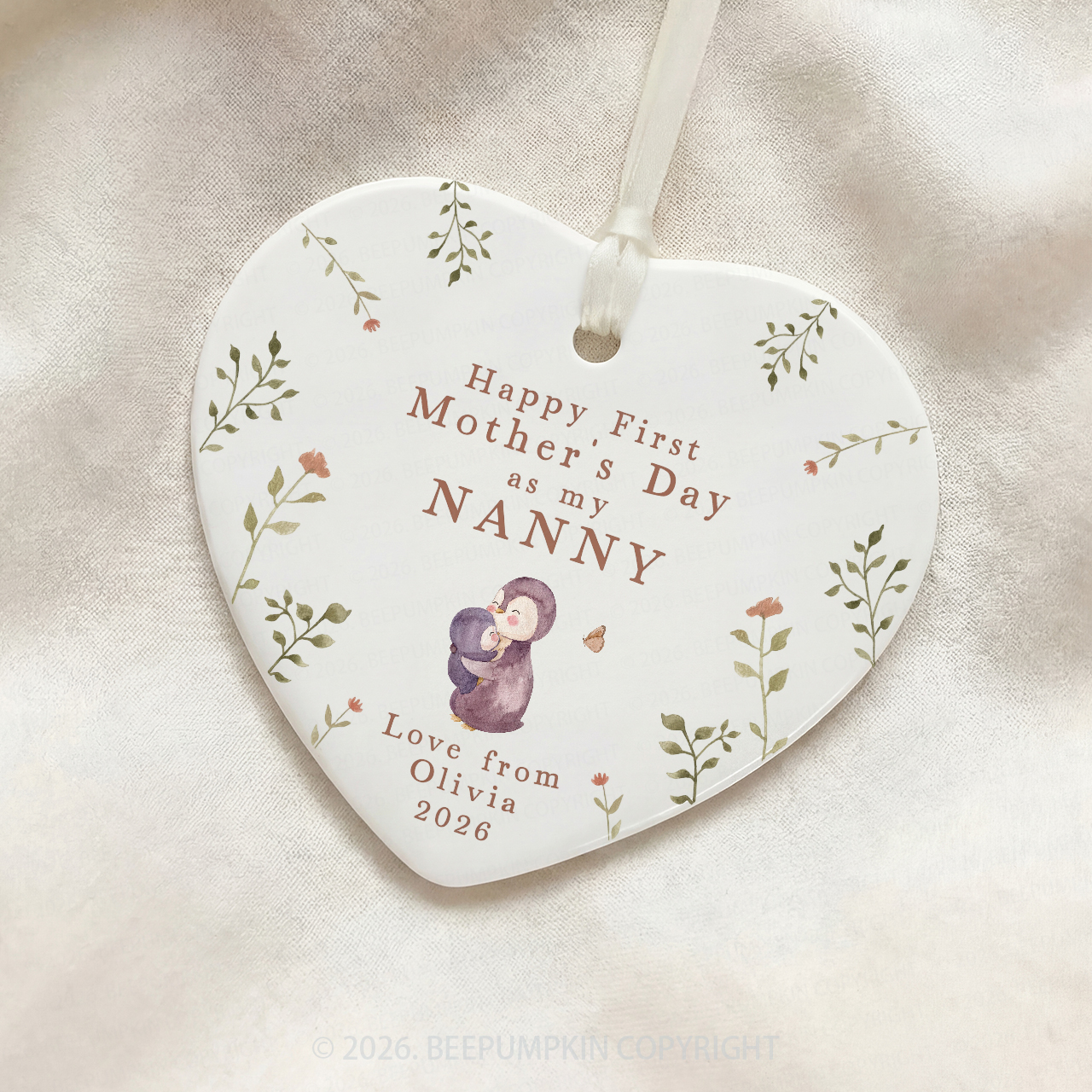 Personalized First Mother's Day Penguin Ornament Beepumpkin