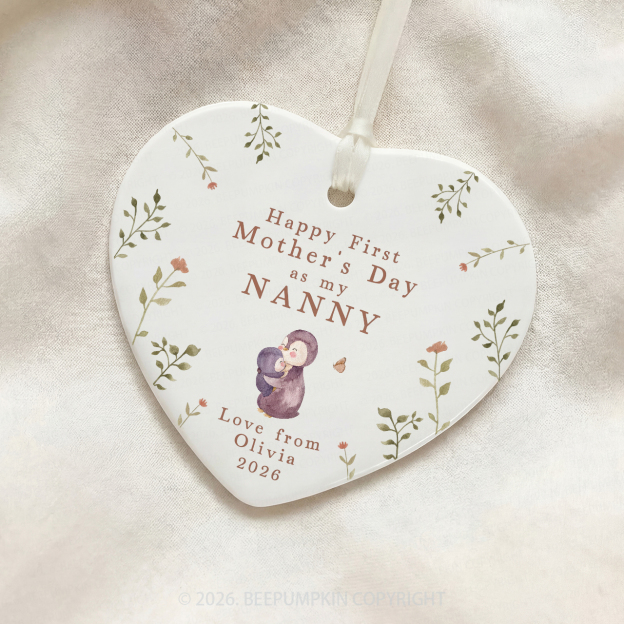 Personalized First Mother's Day Penguin Ornament Beepumpkin