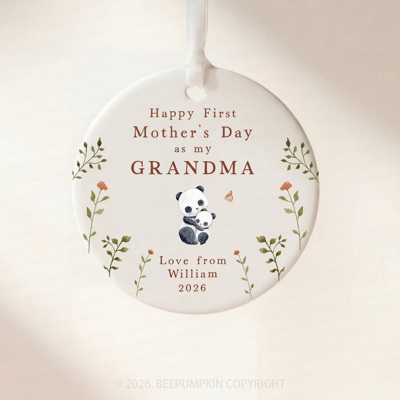 Personalized First Mother's Day Panda Ornament Beepumpkin