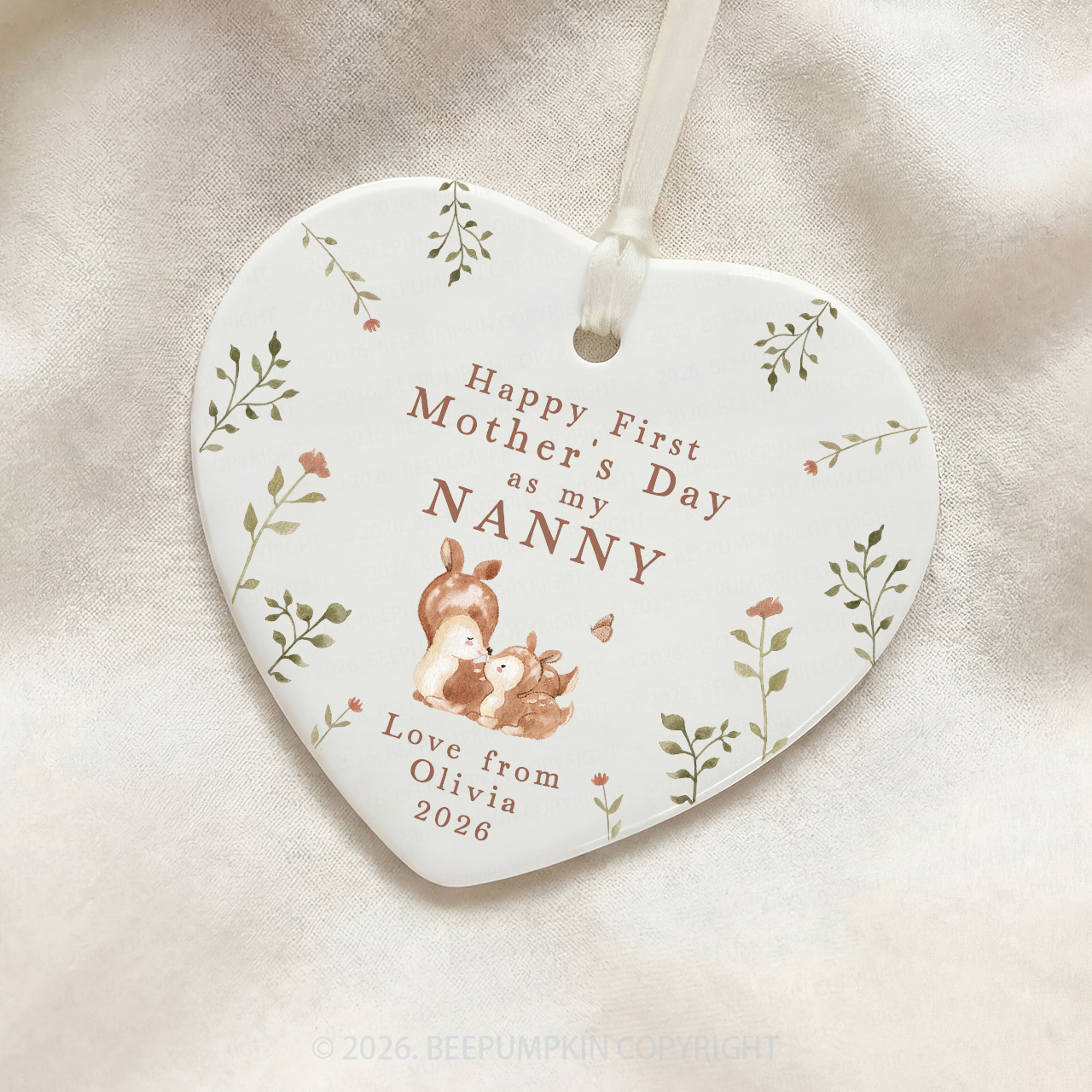 Personalized First Mother's Day Deer Ornament Beepumpkin