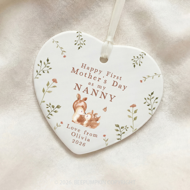 Personalized First Mother's Day Deer Ornament Beepumpkin