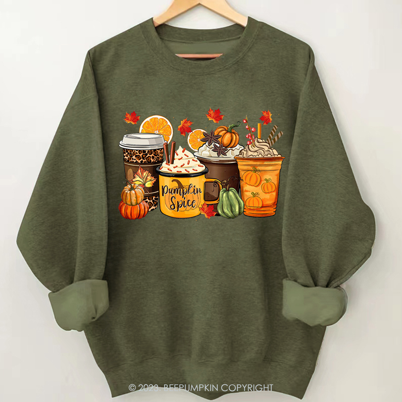 Retro Coffee And Maple Leaf Fall Sweatshirt Beepumpkin