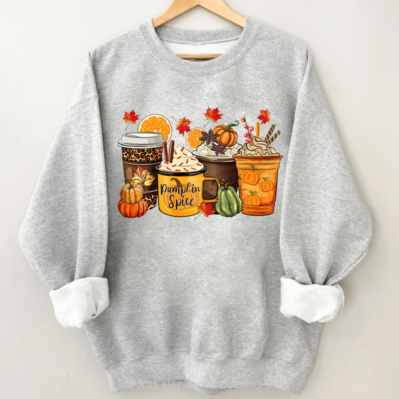 Retro Coffee And Maple Leaf Fall Sweatshirt Beepumpkin