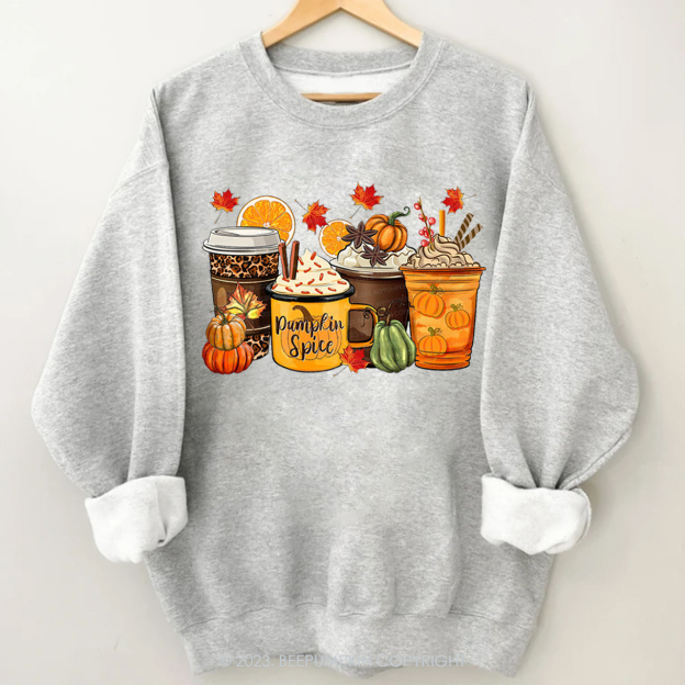 Retro Coffee And Maple Leaf Fall Sweatshirt Beepumpkin