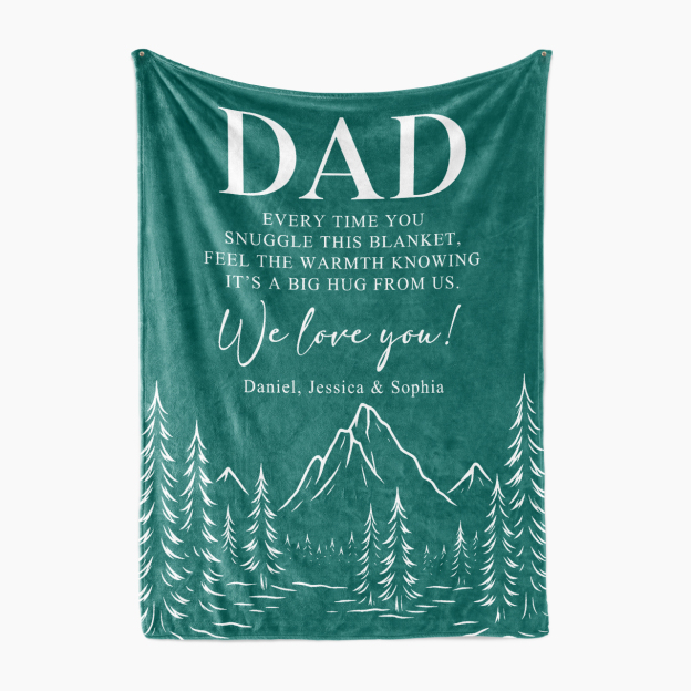 Personalized Blanket To Dad, With Love-Mountain Edition