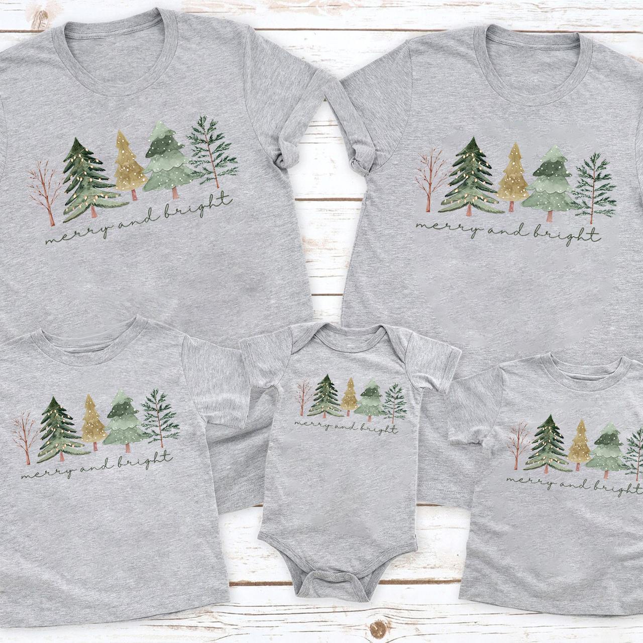 Merry And Bright Trees Christmas Family Shirt