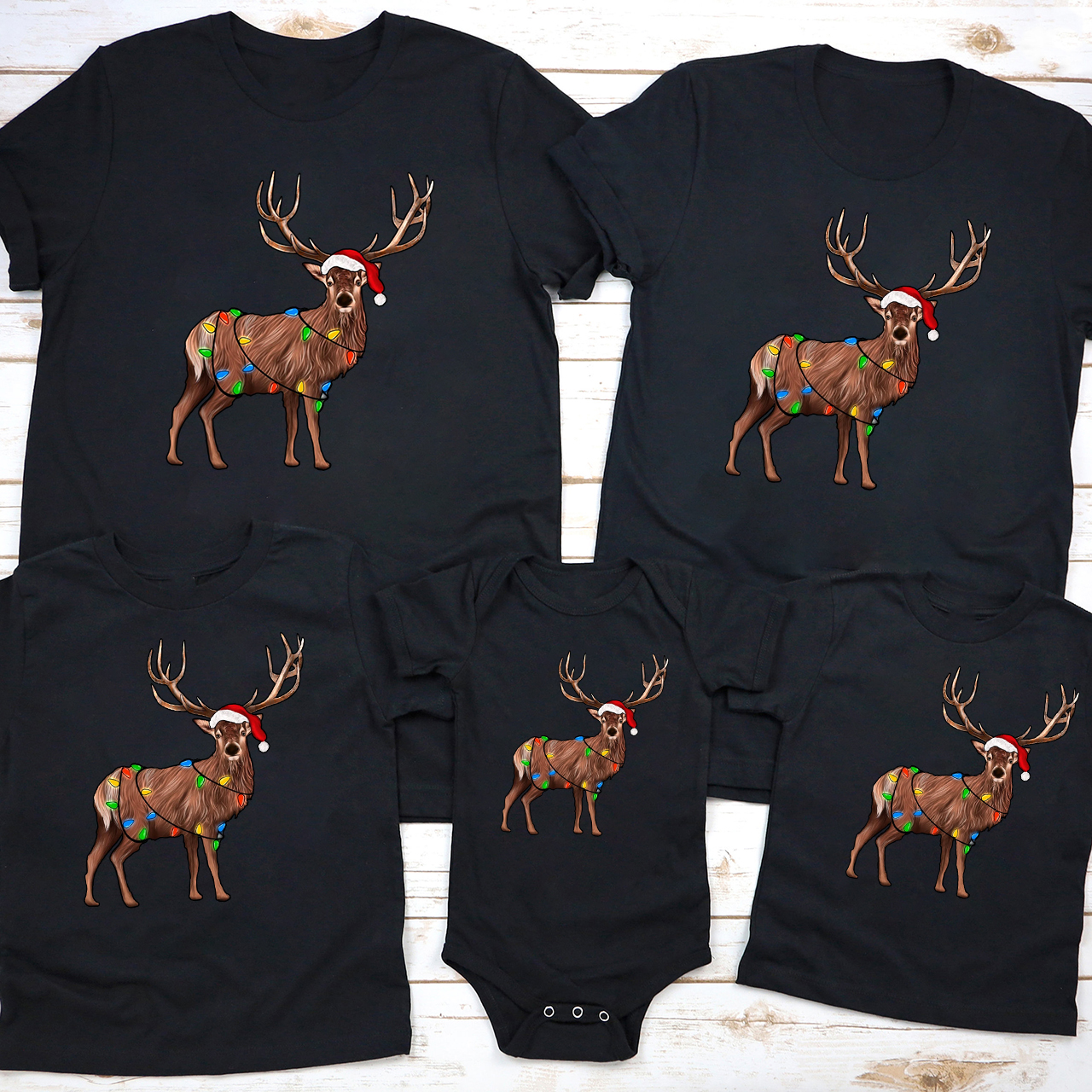 Reindeer Lanterns Christmas Family Matching Shirt
