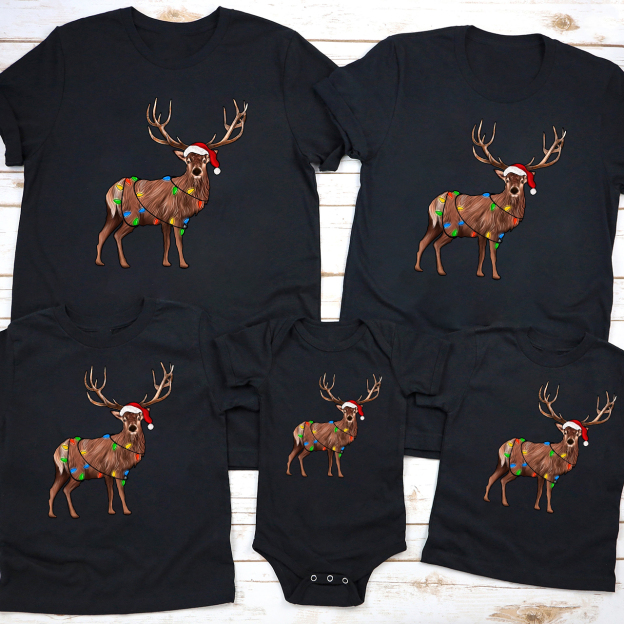 Reindeer Lanterns Christmas Family Matching Shirt