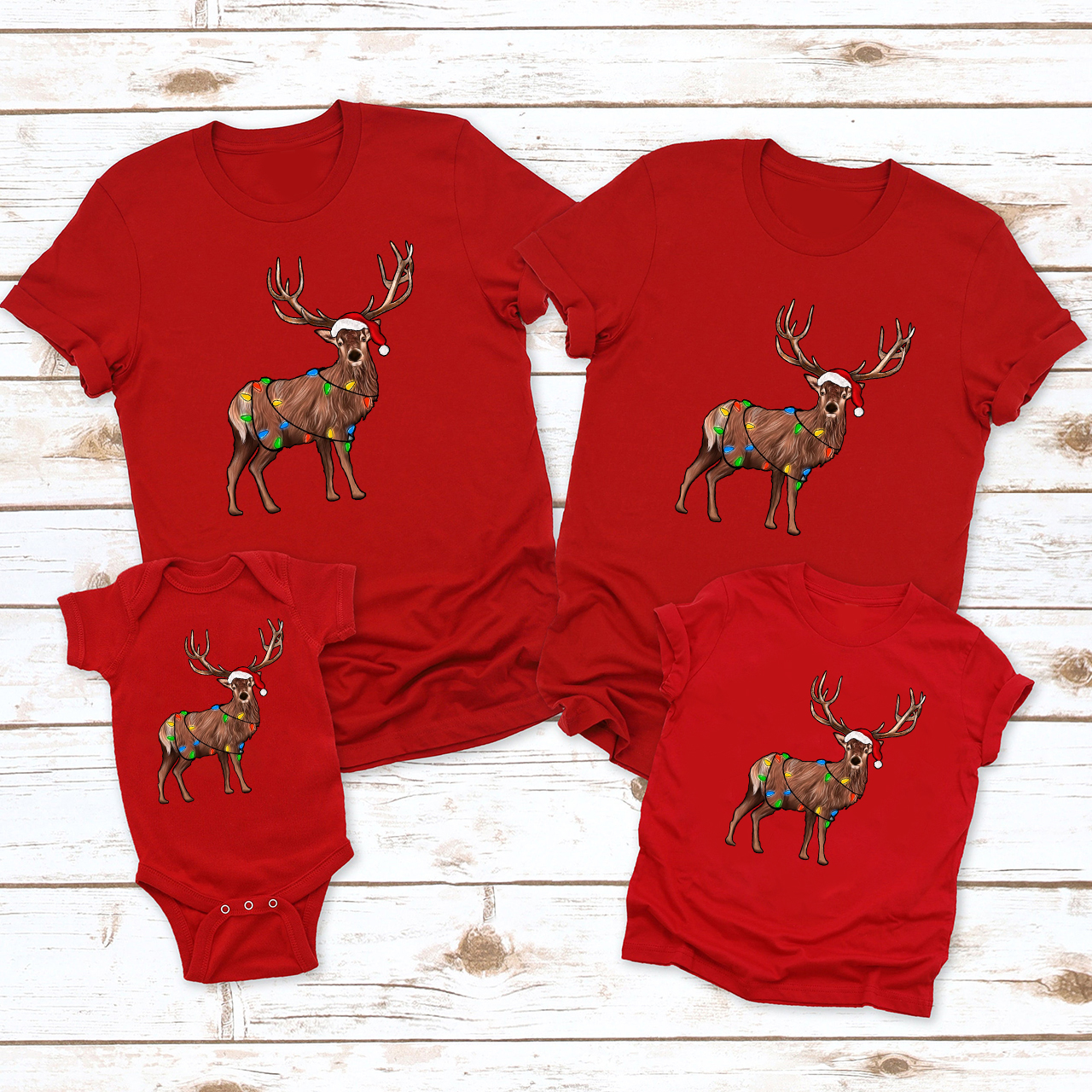 Reindeer Lanterns Christmas Family Matching Shirt