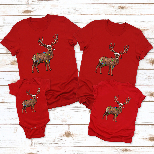 Reindeer Lanterns Christmas Family Matching Shirt