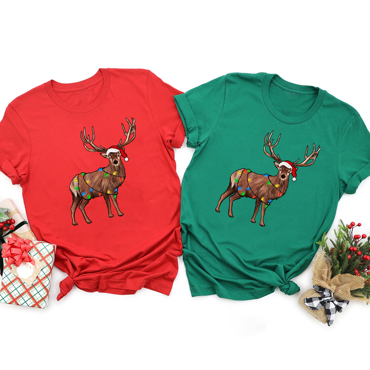 Reindeer Lanterns Christmas Family Matching Shirt