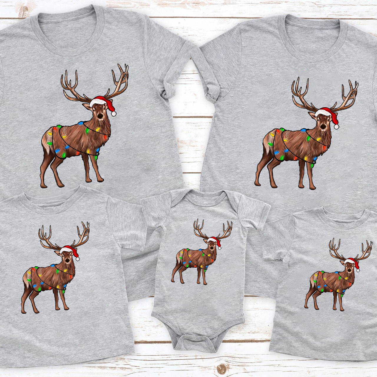 Reindeer Lanterns Christmas Family Matching Shirt