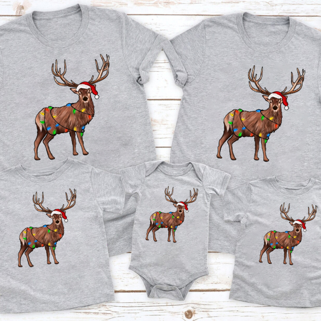 Reindeer Lanterns Christmas Family Matching Shirt