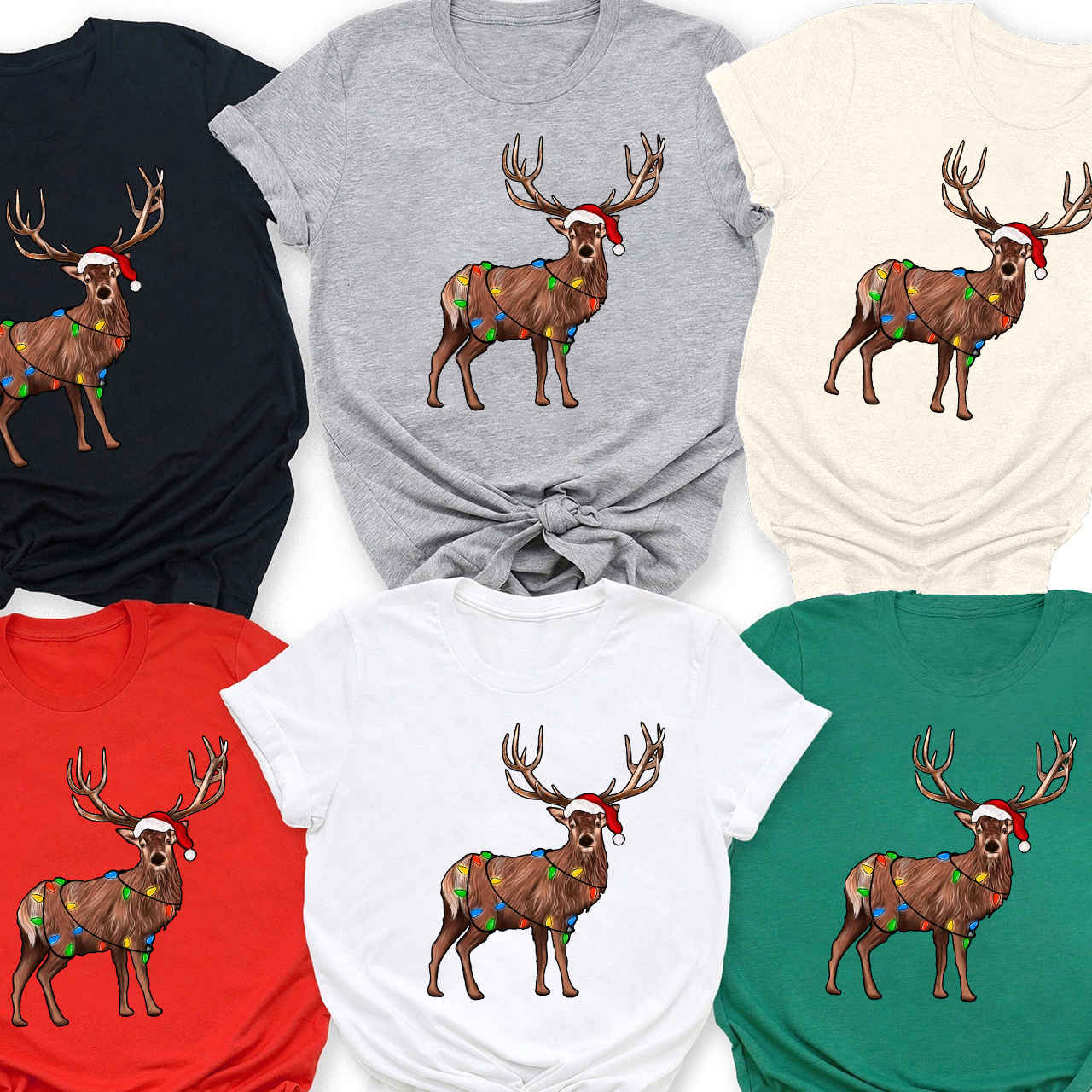 Reindeer Lanterns Christmas Family Matching Shirt