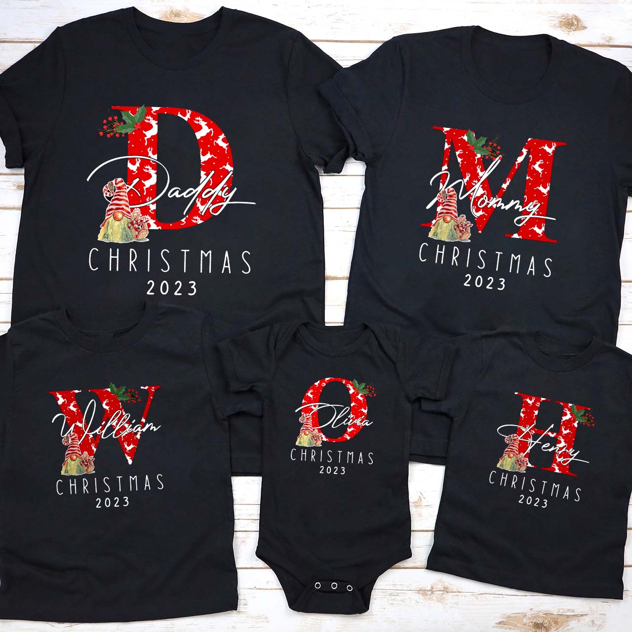 Personalized Monogrammed Family Christmas Gift Shirt