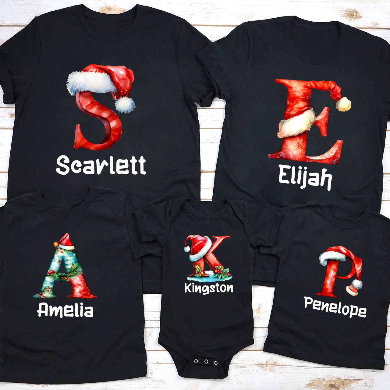 Personalized Christmas Gift Monogrammed Family T-Shirts