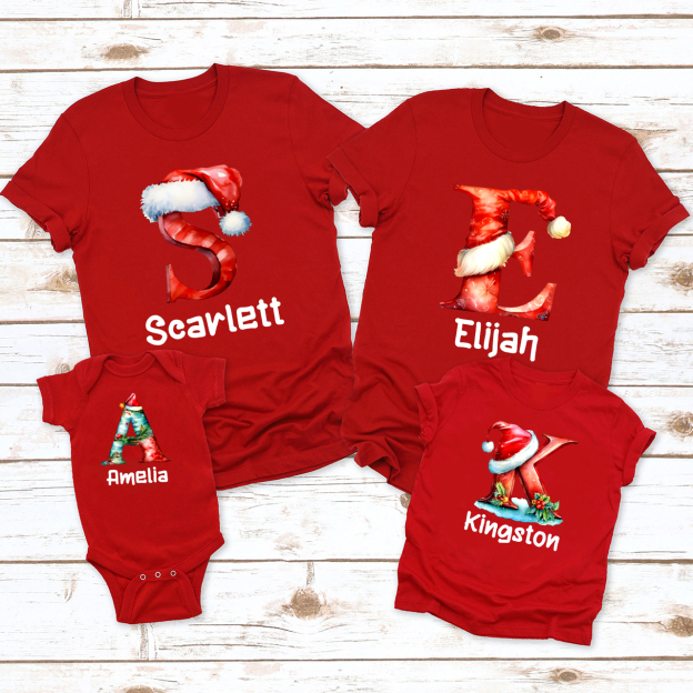 Personalized Christmas Gift Monogrammed Family T-Shirts