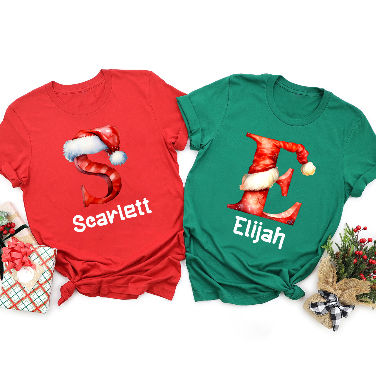 Personalized Christmas Gift Monogrammed Family T-Shirts