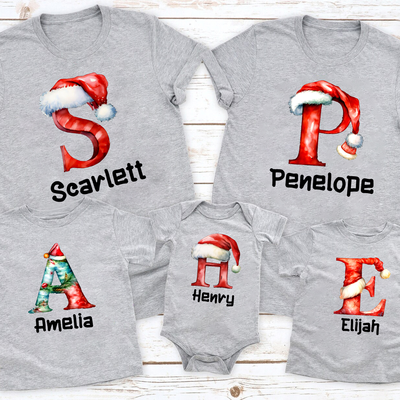 Personalized Christmas Gift Monogrammed Family T-Shirts