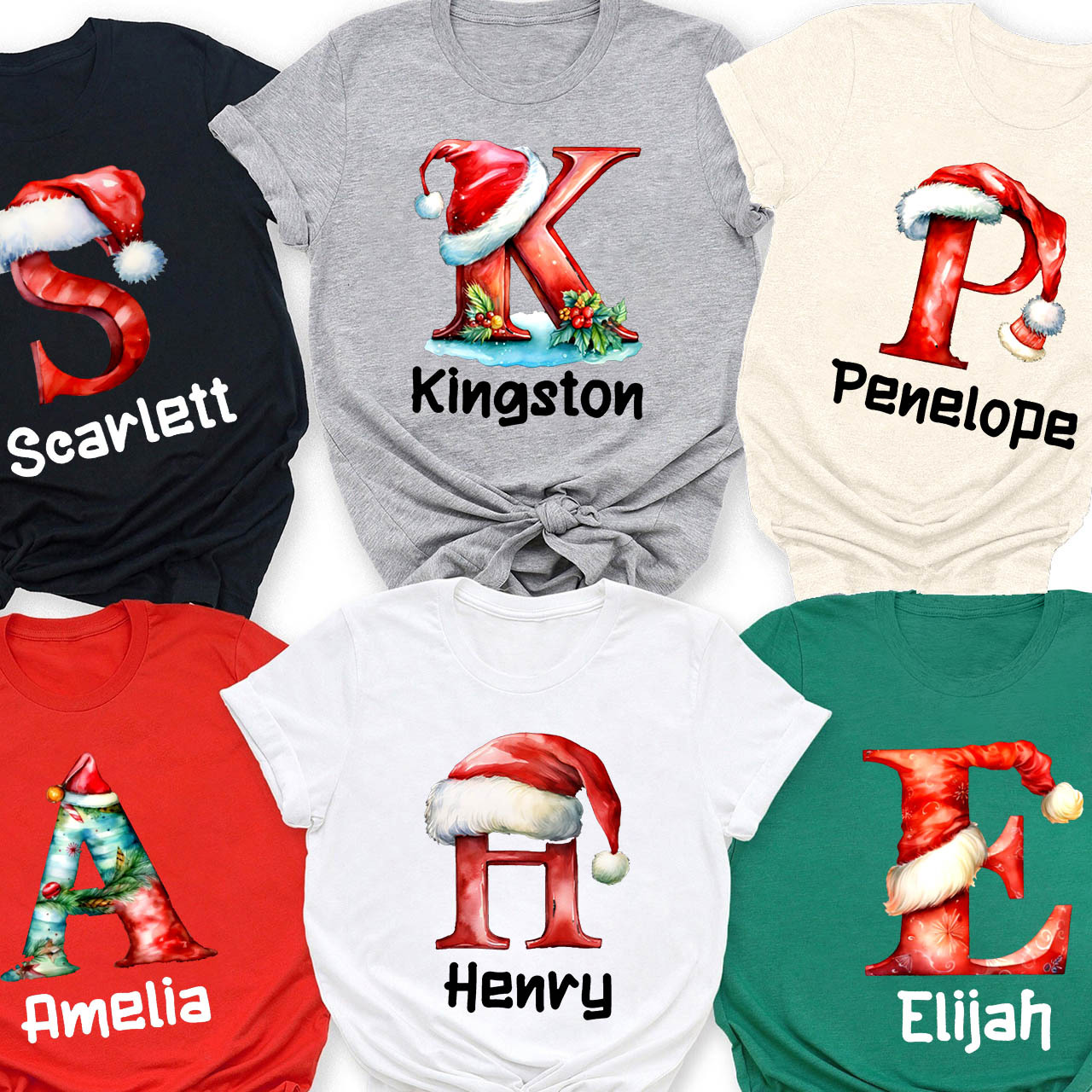 Personalized Christmas Gift Monogrammed Family T-Shirts