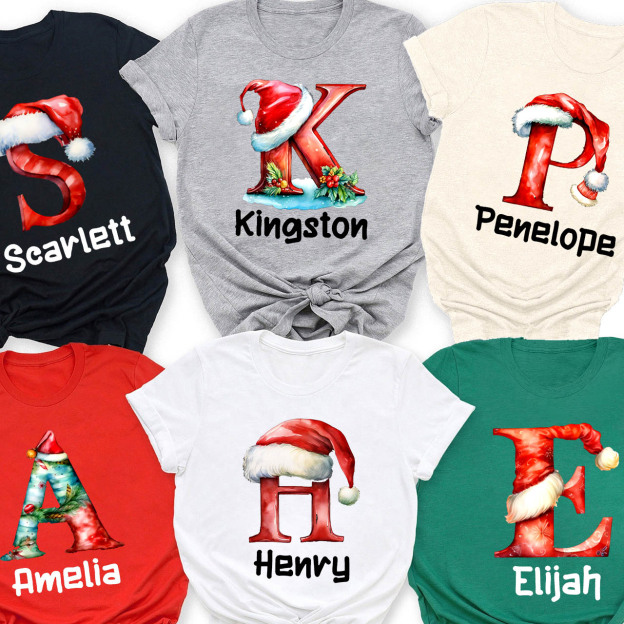 Personalized Christmas Gift Monogrammed Family T-Shirts