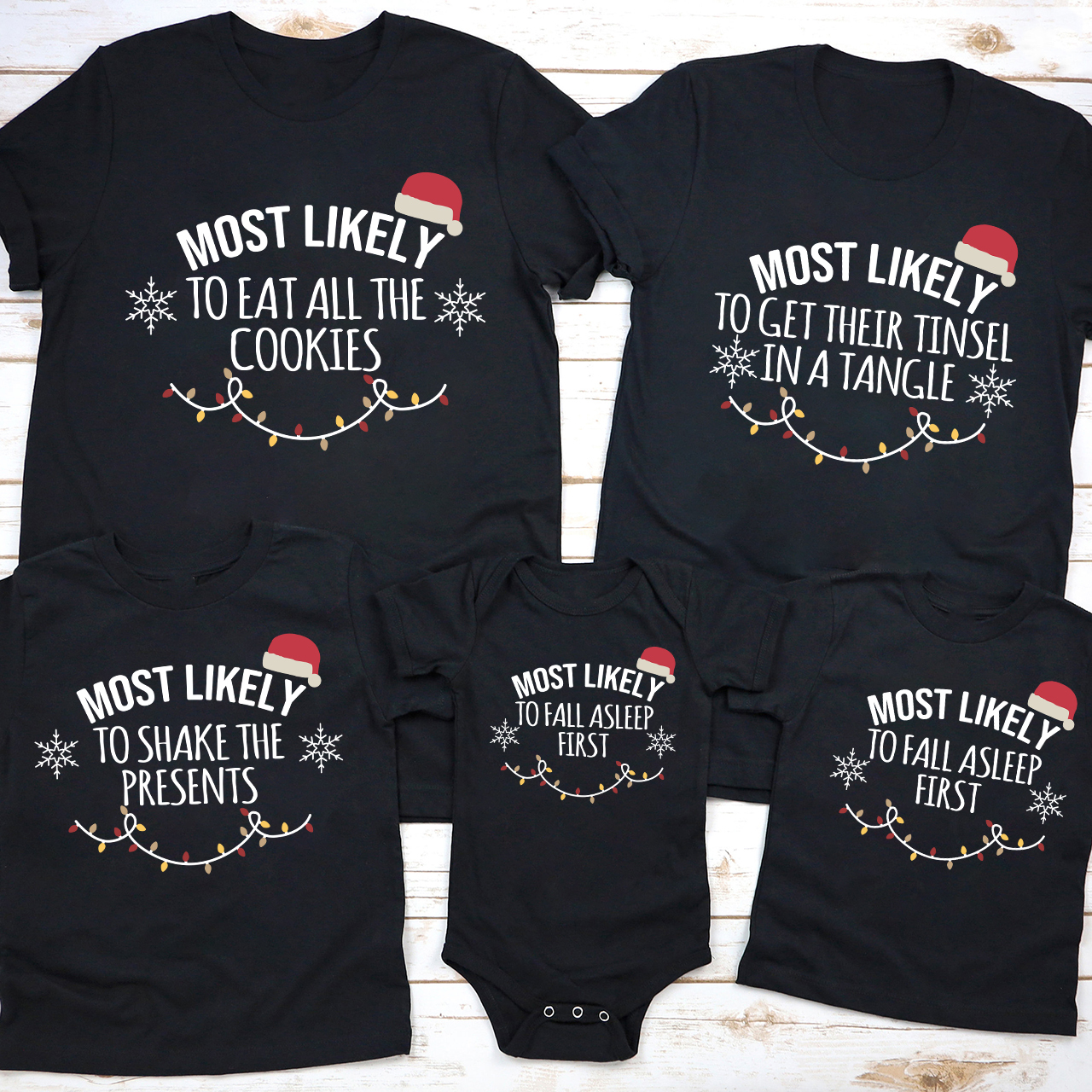 Personalized Most Likely To Funny Christmas Family T-Shirts