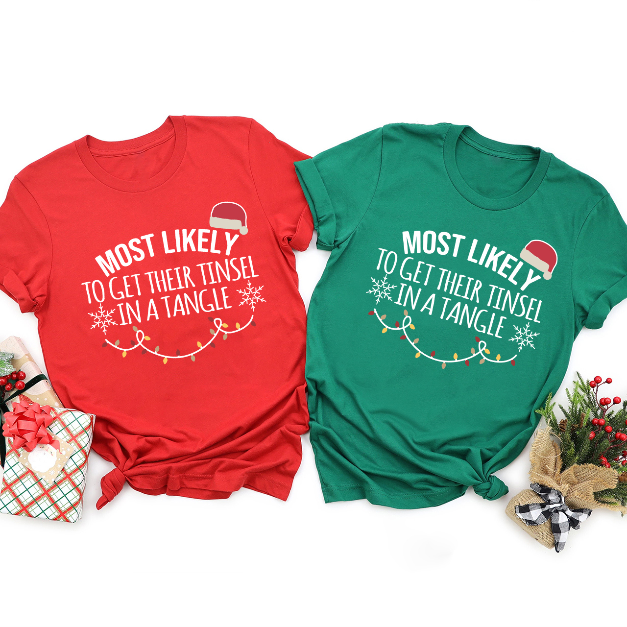 Personalized Most Likely To Funny Christmas Family T-Shirts