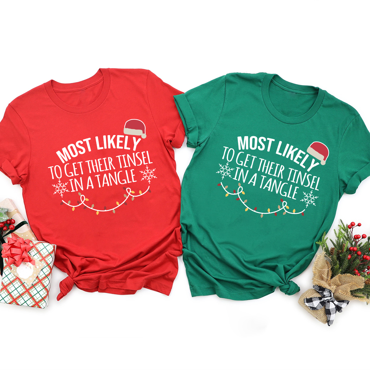 Personalized Most Likely To Funny Christmas Family T-Shirts